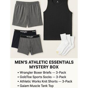L / Men’s Athletic Essentials Mystery Box (10 Items!) Gaiam • GoldToe • Wrangler